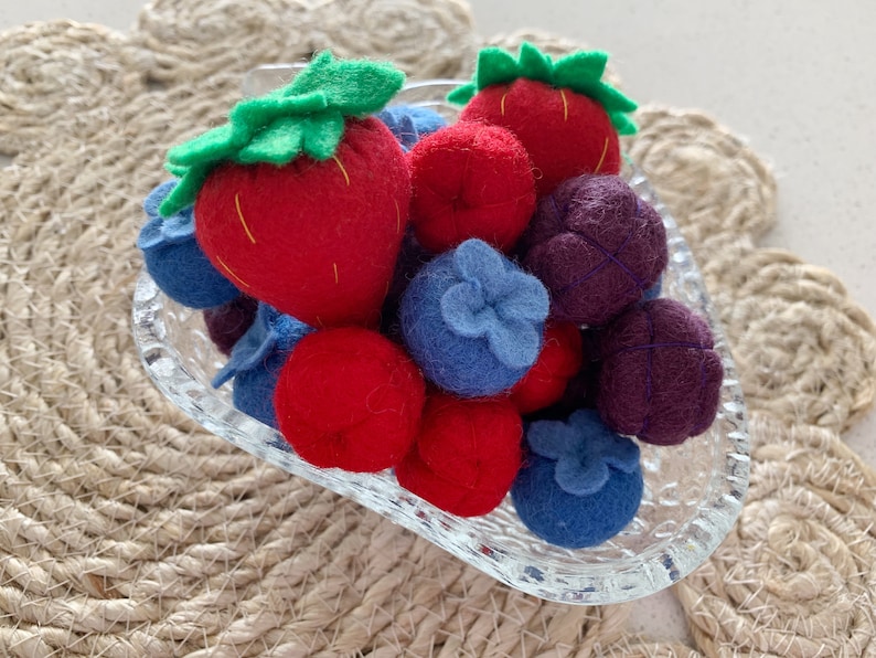 Felt Food Blueberries, Play Food Raspberries, Pretend Strawberries ...