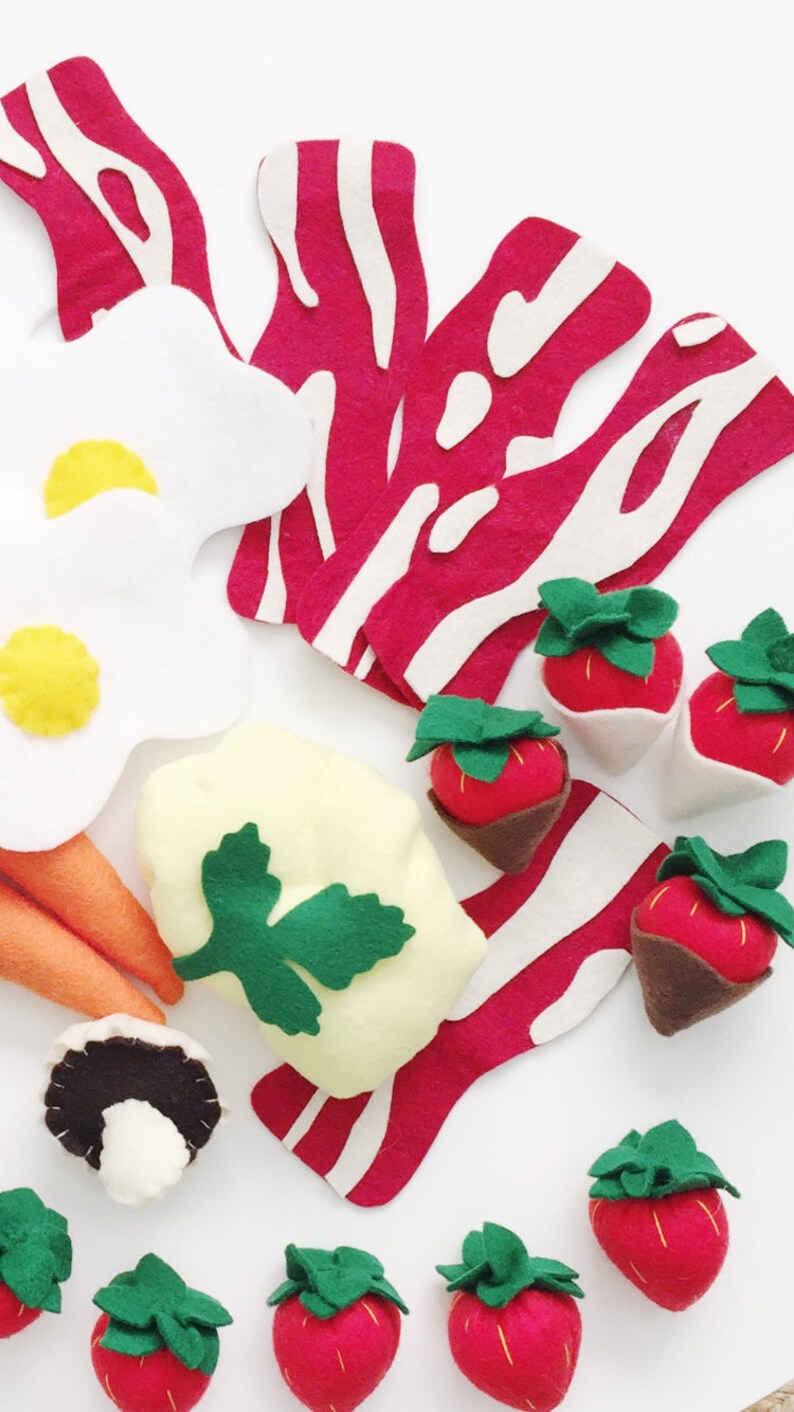 Felt Play Food Bacon and Eggs Pretend Play Play Shop Play Etsy Australia