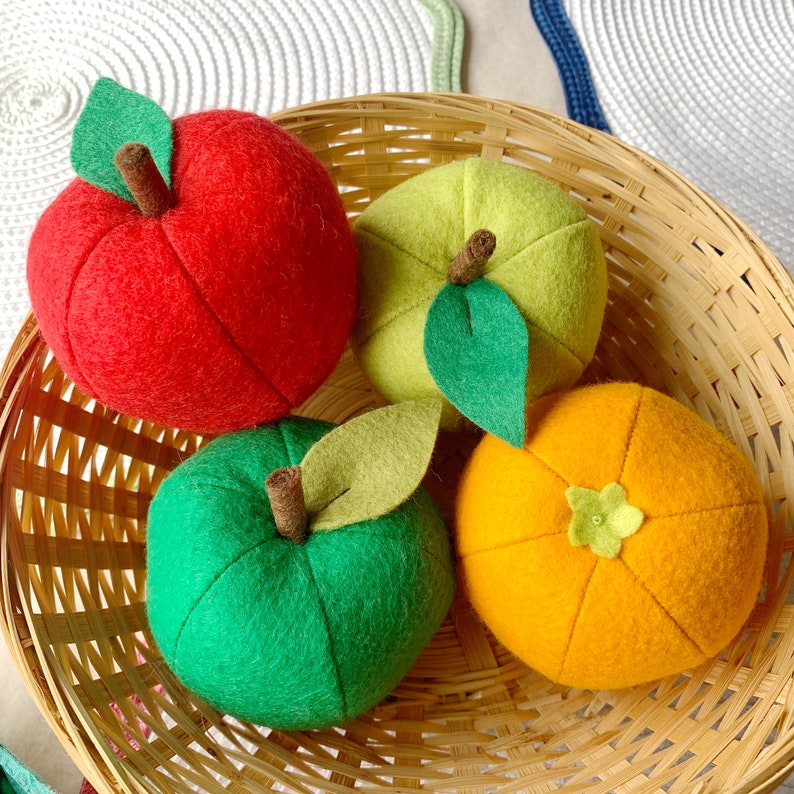 Felt Play Food Fruit, Felt Food Apple Orange, Play Kitchen, Play Shop, Montessori Play, Hands On Learning, Preschool Activity, Homeschool image 1