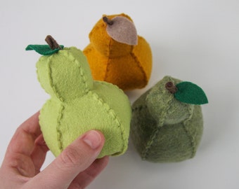 Felt Food Pear, Pretend Play, Play Kitchen, Play Shop, Imaginative Play, Learning Tool, Soft Toy