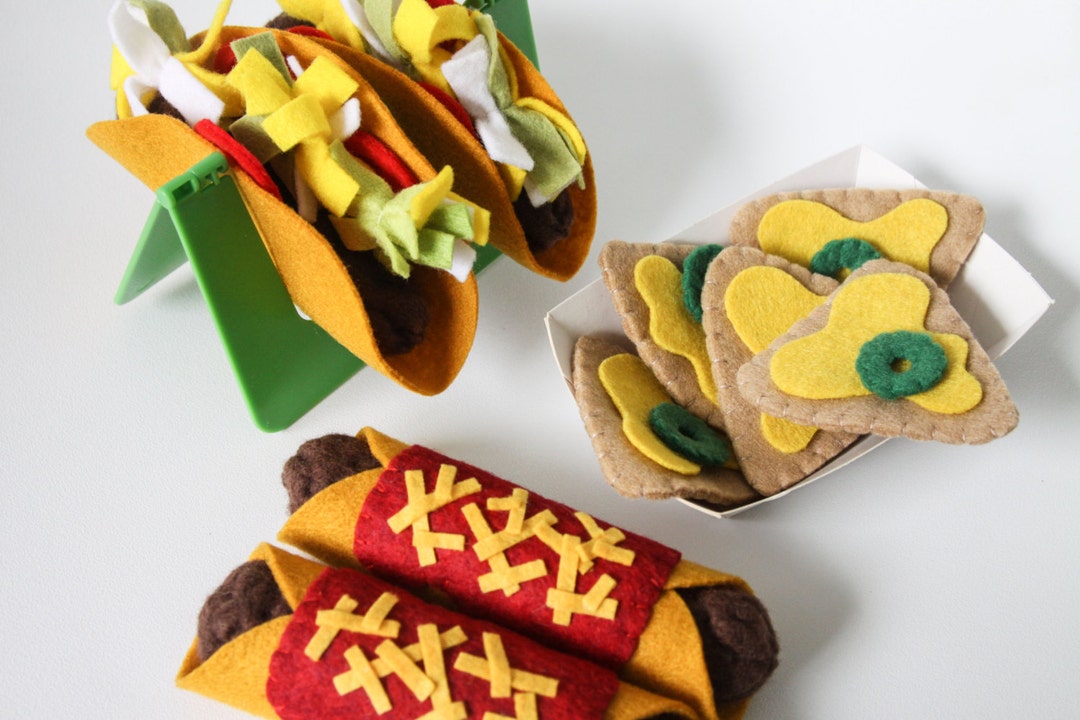 Mexican Pretend Play Food, Felt Food Play Tacos, Enchiladas and