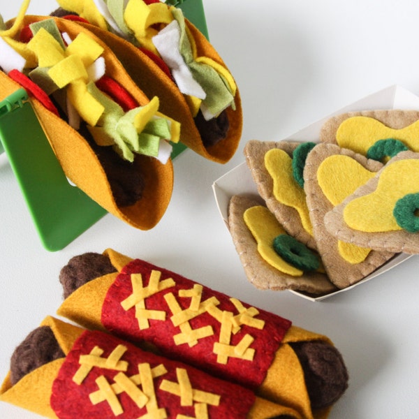 Mexican Pretend Play Food, Felt Food Play Tacos, Enchiladas and Nachos, Play Food, Play Kitchen, Play Shop, Learning Culture, Play House