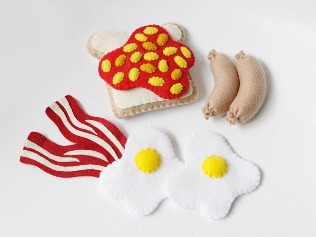 Felt Food Breakfast Set Bacon and Eggs Toast and Beans Etsy