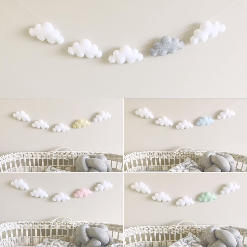 Felt Cloud Garland Party Banner Nursery Decor Baby Shower Etsy Sweden