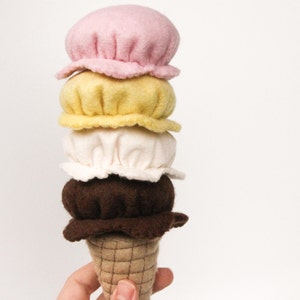 Felt Food Pretend Play Ice Cream Mix and Match Game Set, Strawberry, Chocolate, Vanilla, Banana image 2