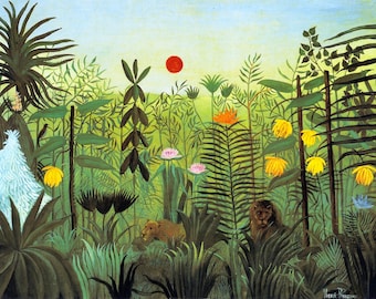 Exotic Landscape in Africa by Henri Rousseau Home Decor Wall Decor Giclee Art Print Poster A4 A3 A2 Large Print FLAT RATE SHIPPING