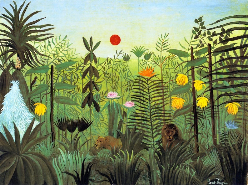 Exotic Landscape in Africa by Henri Rousseau Home Decor Wall Decor Giclee Art Print Poster A4 A3 A2 Large Print FLAT RATE SHIPPING image 1