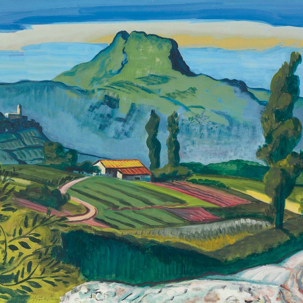 Südfranzösische Landschaft by Hermann Max Pechstein Décoration d'intérieur Décoration murale Impression giclée d'art Poster A4 A3 A2 Grands caractères