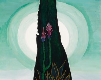 Painted Tree, Cactus, Moon by Joseph Stella Home Decor Wall Decor Giclee Art Print Poster A4 A3 A2 Large Print FLAT RATE SHIPPING