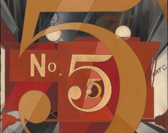 I Saw the Figure 5 in Gold by Charles Demuth Home Decor Wall Decor Giclee Art Print Poster A4 A3 A2 Large Print FLAT RATE SHIPPING