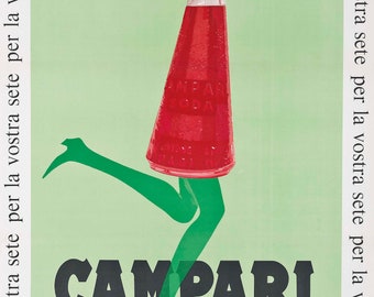 Campari Advertising Poster by Franz Marangolo Home Decor Wall Decor Giclee Art Print Poster A4 A3 A2 Large Print FLAT RATE SHIPPING