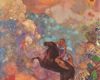 Muse on Pegasus by Odilon Redon Art Print Wall Decor Giclee Home Decor A4 A3 Poster