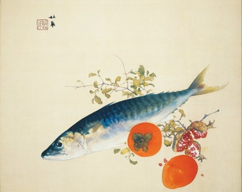 Autumn Fattens Fish by Takeuchi Seiho Home Decor Wall Decor Giclee Art Print Poster A4 A3 A2 Large Print BOGOFREE (see product page)
