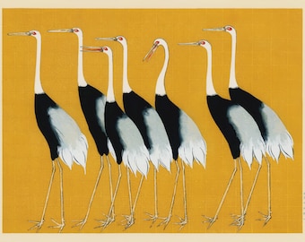Japanese Red Crown Cranes By Ogata Korin Home Decor Wall Decor Giclee Art Print Poster A4 A3 A2 Large Print BOGOFREE (see product page)