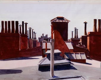 Roofs, Washington Square by Edward Hopper Home Decor Wall Decor Giclee Art Print Poster A4 A3 A2 Large Print FLAT RATE SHIPPING