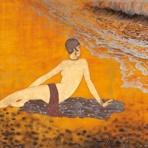 Woman Bathing, A Panel by Jean Dunand by Home Decor Wall Decor Giclee Art Print Poster A4 A3 A2 Large Print BOGOFREE (see product page)