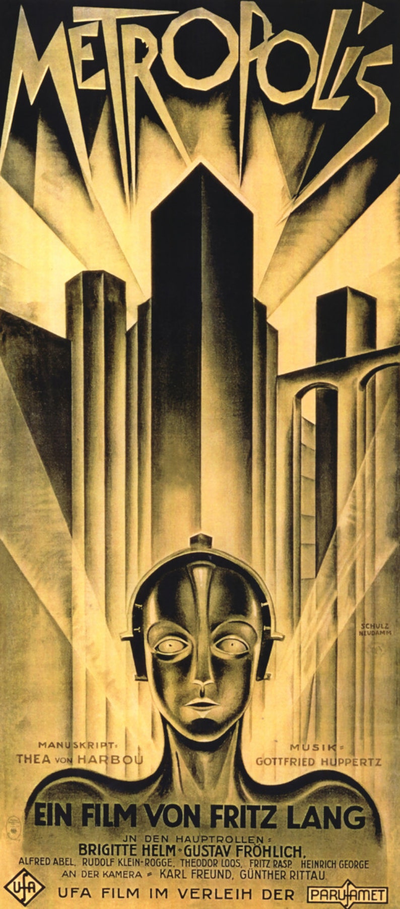 Metropolis Movie Poster by Schulz Neudamm A4 A3 A2 Large Print FLAT RATE SHIPPING image 1