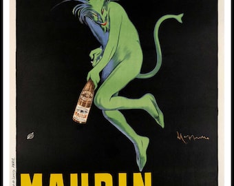 Leonetto Cappiello – Maurin Quina, green devil, 1906 Home Decor Wall Decor Giclee Art Print Poster A4 A3 A2 Large Print FLAT RATE SHIPPING