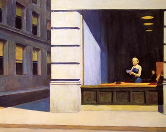 New York Office by Edward Hopper Home Decor Wall Decor Giclee Art Print Poster A4 A3 A2 Large Print FLAT RATE SHIPPING