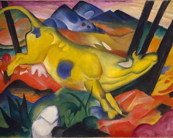 The Yellow Cow by Franz Marc Home Decor Wall Decor Giclee Art Print Poster A4 A3 A2 Large Print FLAT RATE SHIPPING