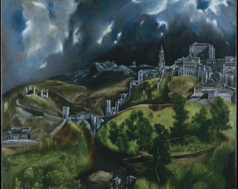 View of Toledo by El Greco Home Decor Wall Decor Giclee Art Print Poster A4 A3 A2 Large Print FLAT RATE SHIPPING