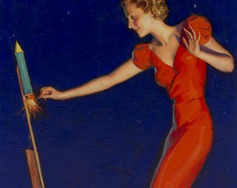 The Firecracker by McClelland Barclay Home Decor Wall Decor Giclee Art Print Poster A4 A3 A2 Large Print BOGOFREE (see product page)