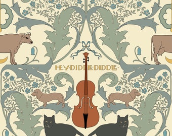 Hey Diddle Diddle Pattern by Charles Voysey Home Decor Wall Decor Giclee Art Print Poster A4 A3 A2 Large Print FLAT RATE SHIPPING