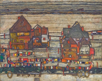 Houses with Laundry (Seeburg) by Egon Schiele