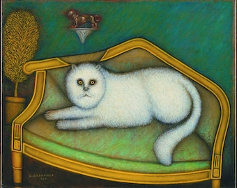 Angora Cat by Morris Hirshfield Home Decor Wall Decor Giclee Art Print Poster A4 A3 A2 Large Print FLAT RATE SHIPPING