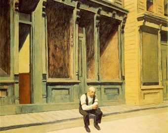 Sunday, Man on Street by Edward Hopper Home Decor Wall Decor Giclee Art Print Poster A4 A3 A2 Large Print FLAT RATE SHIPPING