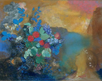 Among the Flowers by Odilon Redon Home Decor Wall Decor Giclee Art Print Poster A4 A3 A2 Large BOGOFREE (see product page)