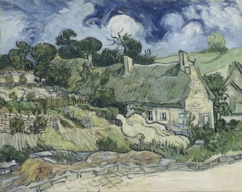 Thatched Cottages at Cordeville by Vincent Van Gogh Home Decor Wall Decor Giclee Art Print Poster A4 A3 A2 Large Print FLAT RATE SHIPPING