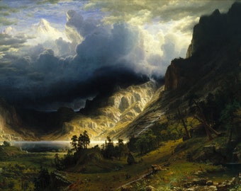 Storm in the Rocky Mountains by Albert Bierstadt Home Decor Wall Decor Giclee Art Print Poster A4 A3 A2 Large Print FLAT RATE SHIPPING