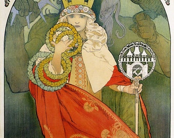 Art Nouveau Poster Advertisement 6th Sokol Festival by Mucha