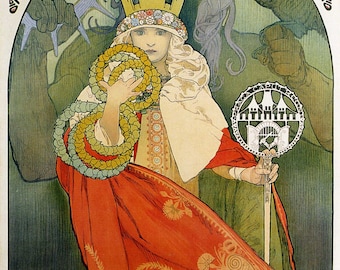 Art Nouveau Poster Advertisement 6th Sokol Festival by Mucha