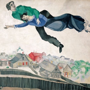 Over the Town by Marc Chagall Home Decor Wall Decor Giclee Art Print Poster A4 A3 A2 Large Print FLAT RATE SHIPPING