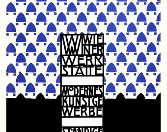 Wiener Werkstätte Exhibition Poster by Josef Hoffmann Home Decor Wall Decor Giclee Art Print Poster A4 A3 A2 Large Print FLAT RATE SHIPPING