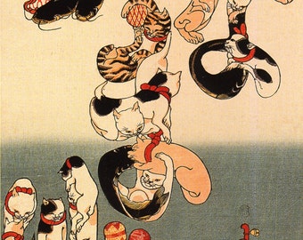 Cats Forming the Characters for Catfish by Utagawa Kuniyoshi