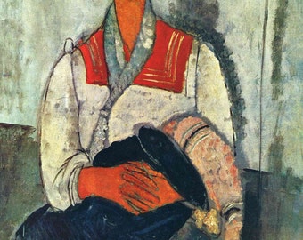 Gypsy Woman with a Baby by Amedeo Modigliani Home Decor Wall Decor Giclee Art Print Poster A4 A3 A2 Large Print BOGOFREE (see product page)