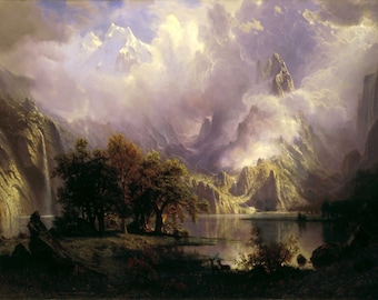 Rocky Mountain Landscape by Albert Bierstadt Home Decor Wall Decor Giclee Art Print Poster A4 A3 A2 Large Print FLAT RATE SHIPPING