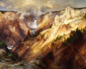 Grand Canyon of the Yellowstone by Thomas Moran Decor Wall Decor Giclee Art Print Poster A4 A3 A2 Large FLAT RATE SHIPPING