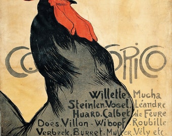 Cocorico by Théophile-Alexandre Steinlen Home Decor Wall Decor Giclee Art Print Poster A4 A3 A2 Large Print FLAT RATE SHIPPING