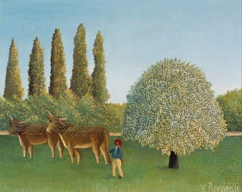Meadowland by Henri Rousseau Home Decor Wall Decor Giclee Art Print Poster A4 A3 A2 Large Print FLAT RATE SHIPPING