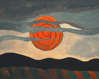 Red Sun by Arthur Dove Home Decor Wall Decor Giclee Art Print Poster A4 A3 A2 Large Print FLAT RATE SHIPPING