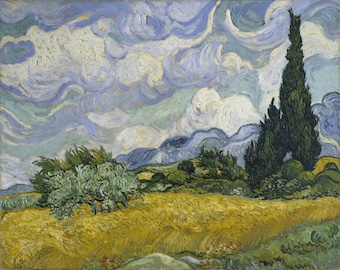 A Wheatfield with Cypresses by Vincent Van Gogh Home Decor Wall Decor Giclee Art Print Poster A4 A3 A2 Large Print FLAT RATE SHIPPING