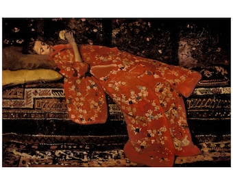 The Red Kimono by George Hendrik Breitner Home Decor Wall Decor Giclee Art Print Poster A4 A3 A2 Large Print FLAT RATE SHIPPING