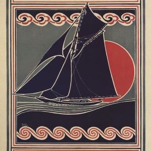 Vintage Poster October Century H.M. Lawrence Sailboat Home Decor Wall Decor Giclee Art Print Poster A4 A3 A2 Large Print FLAT RATE SHIPPING