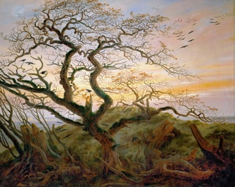 The Tree of Crows by Caspar David Friedrich Home Decor Wall Decor Giclee Art Print Poster A4 A3 A2 Large Print FLAT RATE SHIPPING