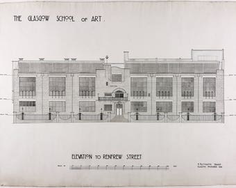 Renfrew Street Elevation by Charles Rennie Mackintosh Home Decor Wall Decor Giclee Art Print Poster A4 A3 A2 Large Print FLAT RATE SHIPPING