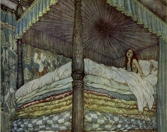 Princess and the Pea by Edmund Dulac Home Decor Wall Decor Giclee Art Print Poster A4 A3 A2 Large BOGOFREE (see product page)